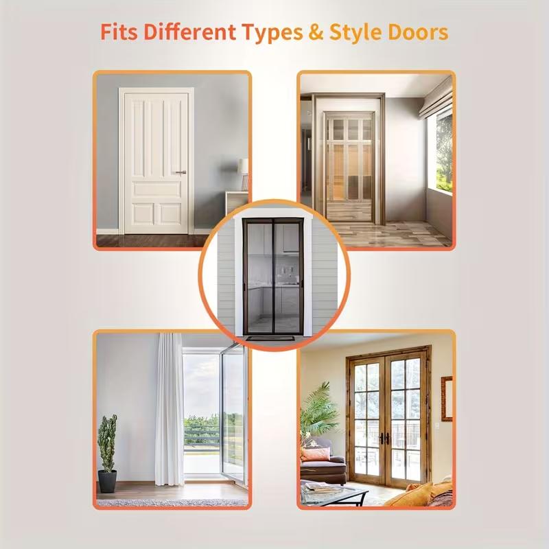 Heavy-Duty Magnetic Screen Door with Storage Buckle- Self-Sealing, Hands-Free Mesh For Insect Protection, Pet Friendly, Durable Material, Bohemian Style, Hand Wash Only, Insect Barrier Door | Mesh Partition Door | Durable Mesh Curtain