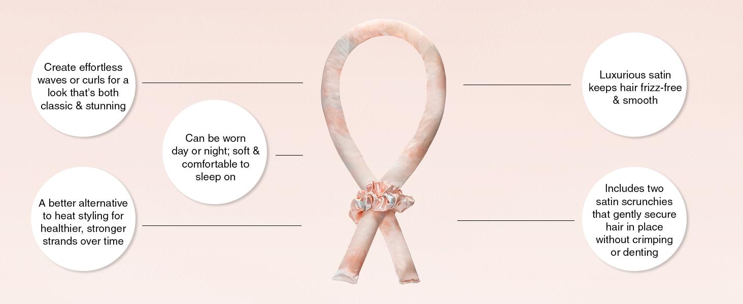 Kitsch Satin Heatless Curling Set - Heatless Hair Curler To Sleep In, Heat Free Curls Overnight, Frizz-Free, Soft Curls - For All Hair Types - Sunset