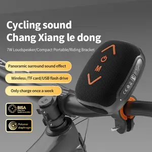 Wireless Cycling Speaker with Riding Bracket 7W Stereo Deep Bass Bluetooth Speaker for Bike Motorcycle Waterproof IPX5 Portable Outdoor Speaker for Cycling Hiking Camping Supports TF Card TWS Hands Free Calls