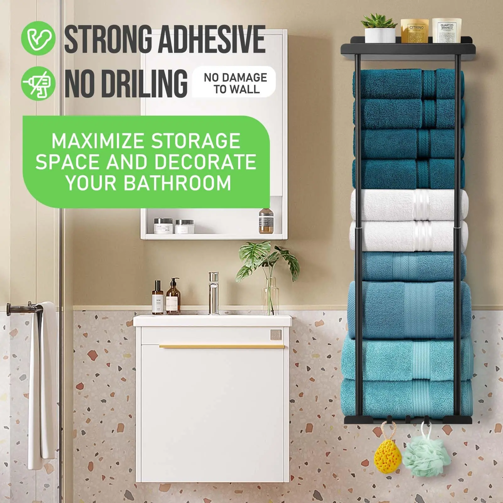 LZCKDPX Bathroom Towel Storage Rack, Towel Racks For Bathroom Wall Mounted 30 Inch Shelf Can Holds 6 Large Towels Wall Towel Rack Rolled Towels Black Whit LZCKDPX Bathroom Towel Storage Rack, Towel Racks For Bathroom Wall Mounted 30 Inch Shelf Can Holds 6 Large Towels Wall Towel Rack Rolled Towels Black Whit