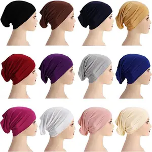 12 Pieces Under Scarf Hijab Cap for Turban Head Wraps Scarf Solid Color Hijab Tube Unisex Stretch Dreadlocks Tube