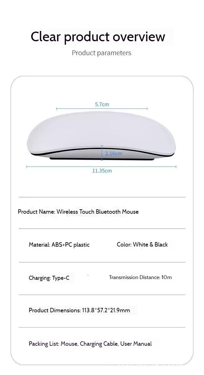 Luxury NEW Original Wireless Mouse Bluetooth 5.0 Full Gesture Touch Office Magic Mouse For Apple/Macbook/Air/Microsoft/Laptop Mac Tablet PC