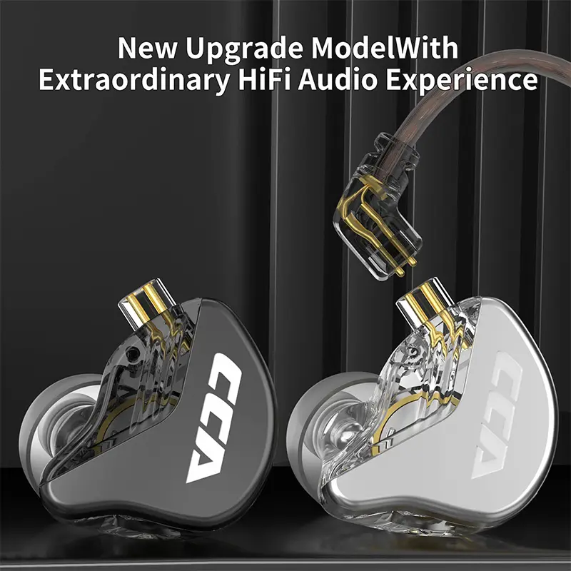 CCA CRA in Ear Monitor Earphone, Ultra-Thin Diaphragm Dynamic Driver IEM, Clear Sound & Deep Bass, Wired Earbuds with Mic and Tangle-Free Removable Cord