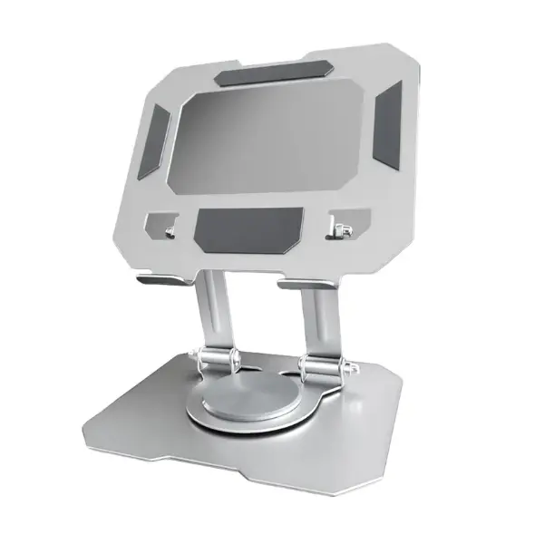 Desktop Tablet Stand, 360° Rotating Desktop Holder, Carbon Steel Adjustable Foldable Desk Holder for Home/Office, for Phone iPad Pro Air Samsung,for 4" -16" Tablets, Portable Upgraded - Silver