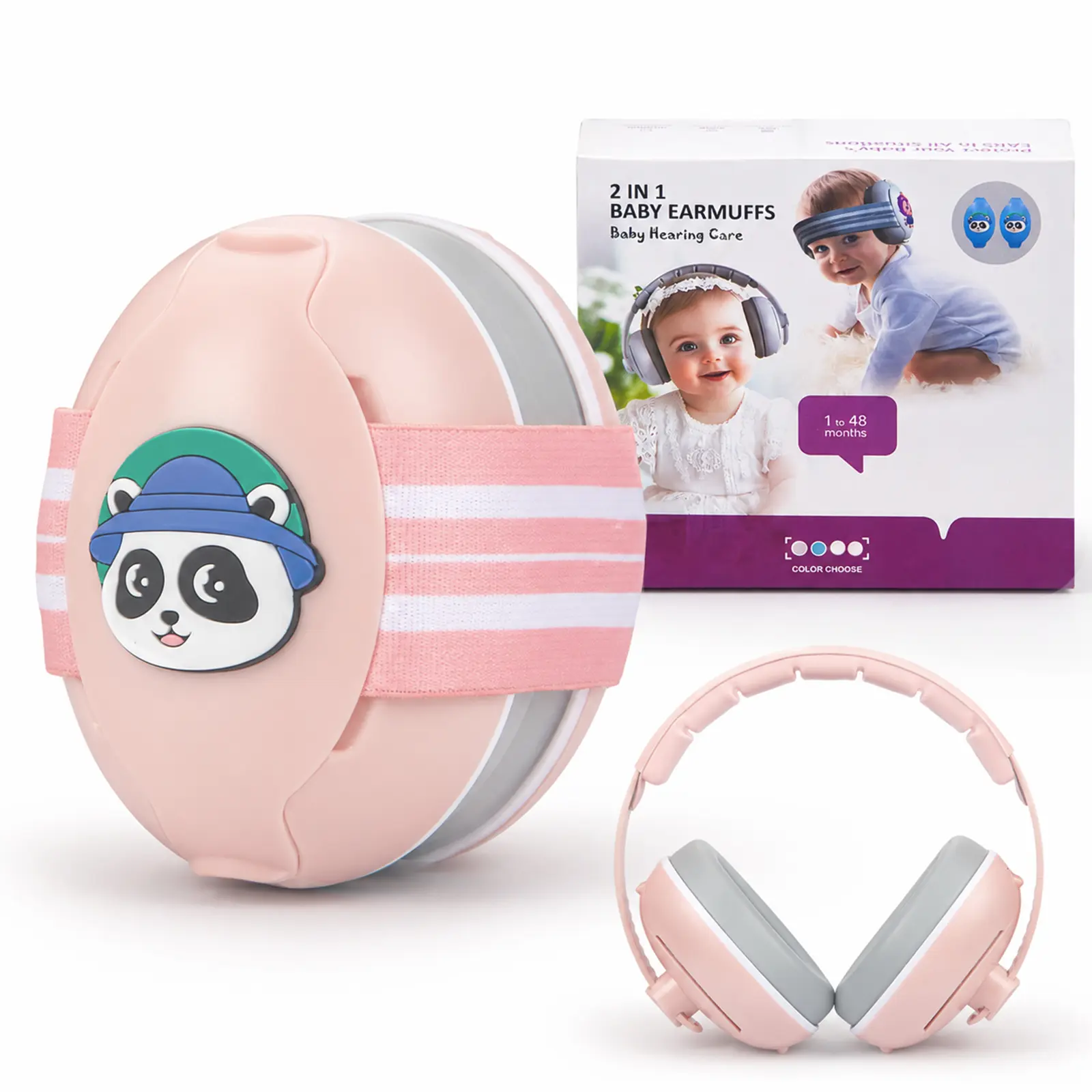 MOMFREE 2-in-1 Baby Ear Muffs, Noise Reduction Hearing Protection for Infants with Adjustable Soft and Hard Headbands, Two-In-One Gifts Newborn
