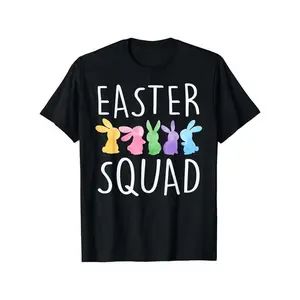 Easter Squad Watercolor Bunny Graphic T-Shirt, 100% Cotton Comfort Casual Tee, Perfect Easter Group Gift for Family & Friends, Cute Spring Outfit