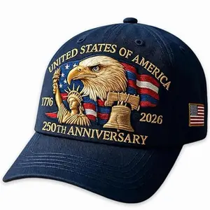 Eagle – United States 250th Anniversary Cap, Adjustable Patriotic Baseball Cap, US 250th Anniversary Tribute Retro Washed Hat