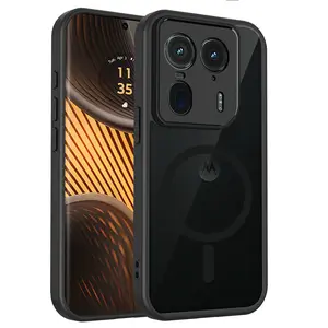 Motorola Moto Edge 50 Ultra 5g Case, Magsafe Wireless Charging, Magnetic Shockproof Silicone Bumper, Acrylic Matte Back Hard Shell Cover Protector