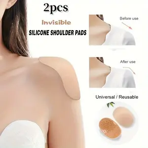 2pcs Invisible Detachable Breathable Silicone Shoulder Pad For Woman, Shoulder Enhancer Reusable Self-Adhesive Clothing