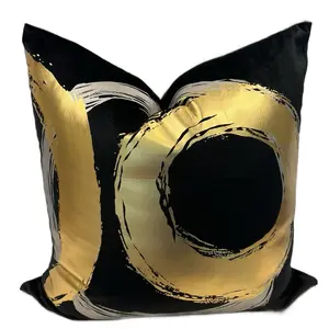 Black Gold and Silver Decorative Pillow Cover with Abstract Design for Modern Home Decor
