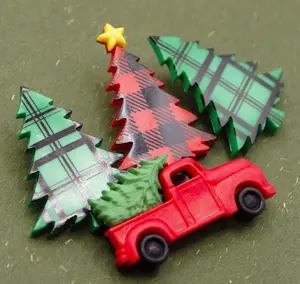 Home for the Holidays Outdoor Truck Tree Winter Themed Buttons