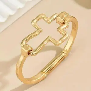 Unisex Cross Pattern Sports Wristband, Cute Fashion All-match Charm Bangle, Classic Cross Motif Jewelry Accessory, Comfort Daily Wrist Ornament for Party Gathering, Casual Outfit Matching and Sweet Birthday Gift Choice