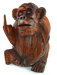 6 Inch Rude Monkey Flipping The Bird Middle Finger Wooden Statue WorldBazzar Brand