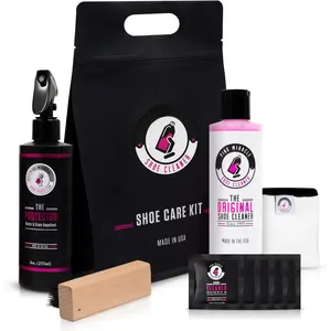 Shoe Care Kit - Includes 8 oz. Shoe Cleaner and Brush, The Protector Sneaker Repellent , Shoe Cleaning Wipes (5), and a Microfiber Towel