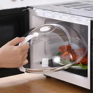 Microwave Splash Cover with Handle, Transparent Microwave Oven Food Cover, Reusable Heat Resistant Lid, Kitchen Appliance, Kitchenware