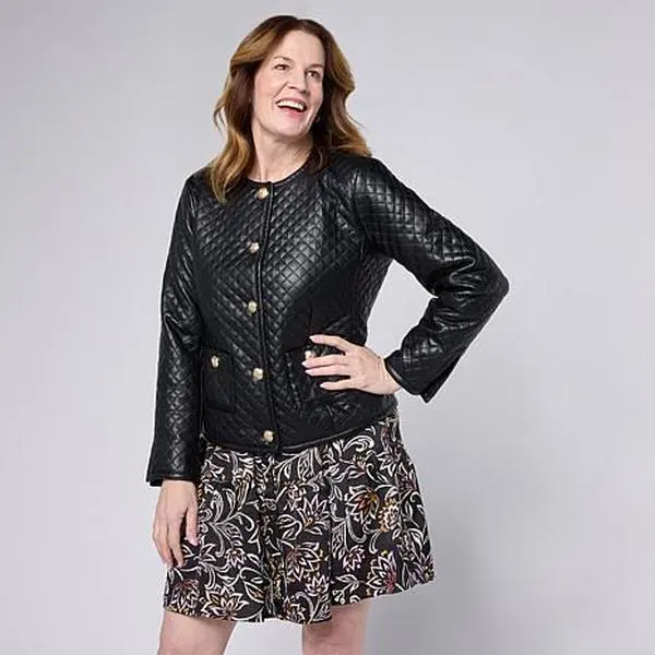 G by Giuliana Quilted Faux Leather Jacket