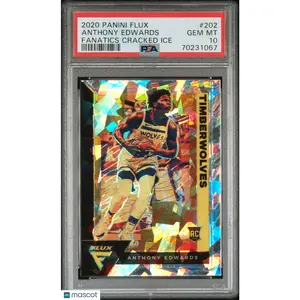 2020 Panini Flux Anthony Edwards Fanatics Cracked Ice #202 PSA 10