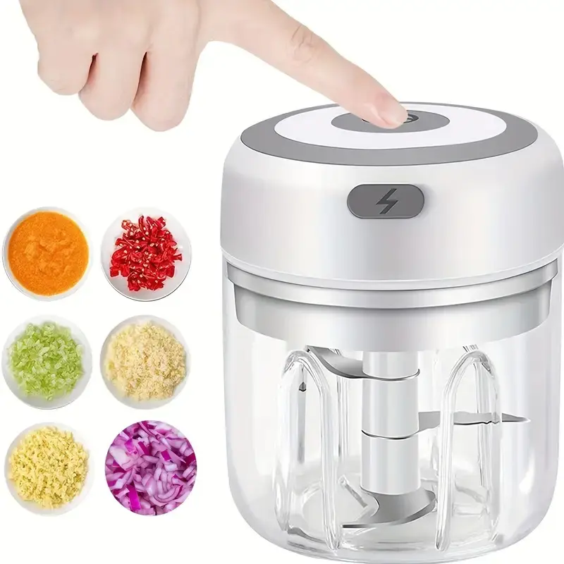 Rechargeable Mini Electric Garlic Press, Garlic Crusher, Vegetable Pepper Chopper, Multifunctional Food Chopper, Kitchen Tools, Portable Kitchen Appliances, Household Kitchen Appliances for Home Use, Food Processors, Household Kitchen Machine