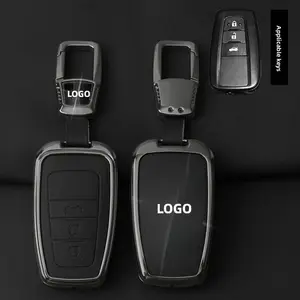 Toyota Car Key Fob Shell Case Zinc Alloy Leather for CHR Camry Corolla RAV4 Highlander C-HR Prius Land Cruiser Prado Keychain Accessories Gift for Men Family