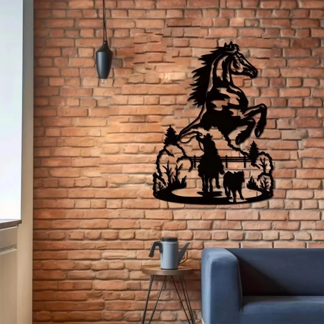 Horse Pattern Wall Art, Metal Wall Art, Western-themed Room Decor, Stylish Equestrian Wall Decoration, Wall Decor for Home Living Room Bedroom Farmhouse, Modern Home Decor, Art Work for Wall Decor, Aesthetic Wall Decor, Decoration Items