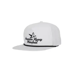 Throwback Vintage Rope Hat White with Black Rope Waterfowl American Flyway