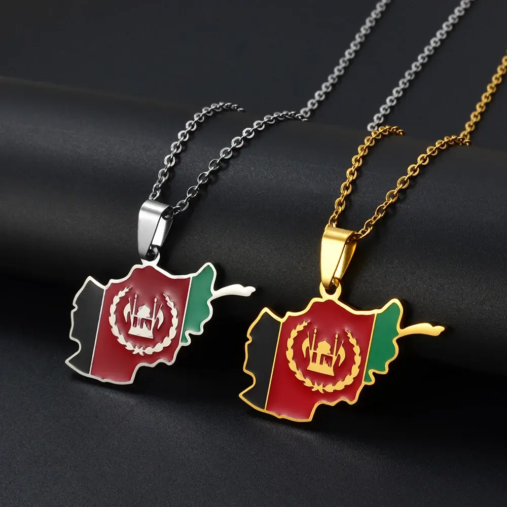Afghanistan Map Necklace - Flag Pendant Gifts Pride Jewelry for Men and Women