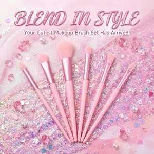 6-Piece Aesthetic Makeup Brushes Set, Cute Pink Makeup Set with Ultra-Soft Premium Bristles for Seamless Blending, Professional Daily Glam Eyeshadow Application, Aesthetic Makeup Sets