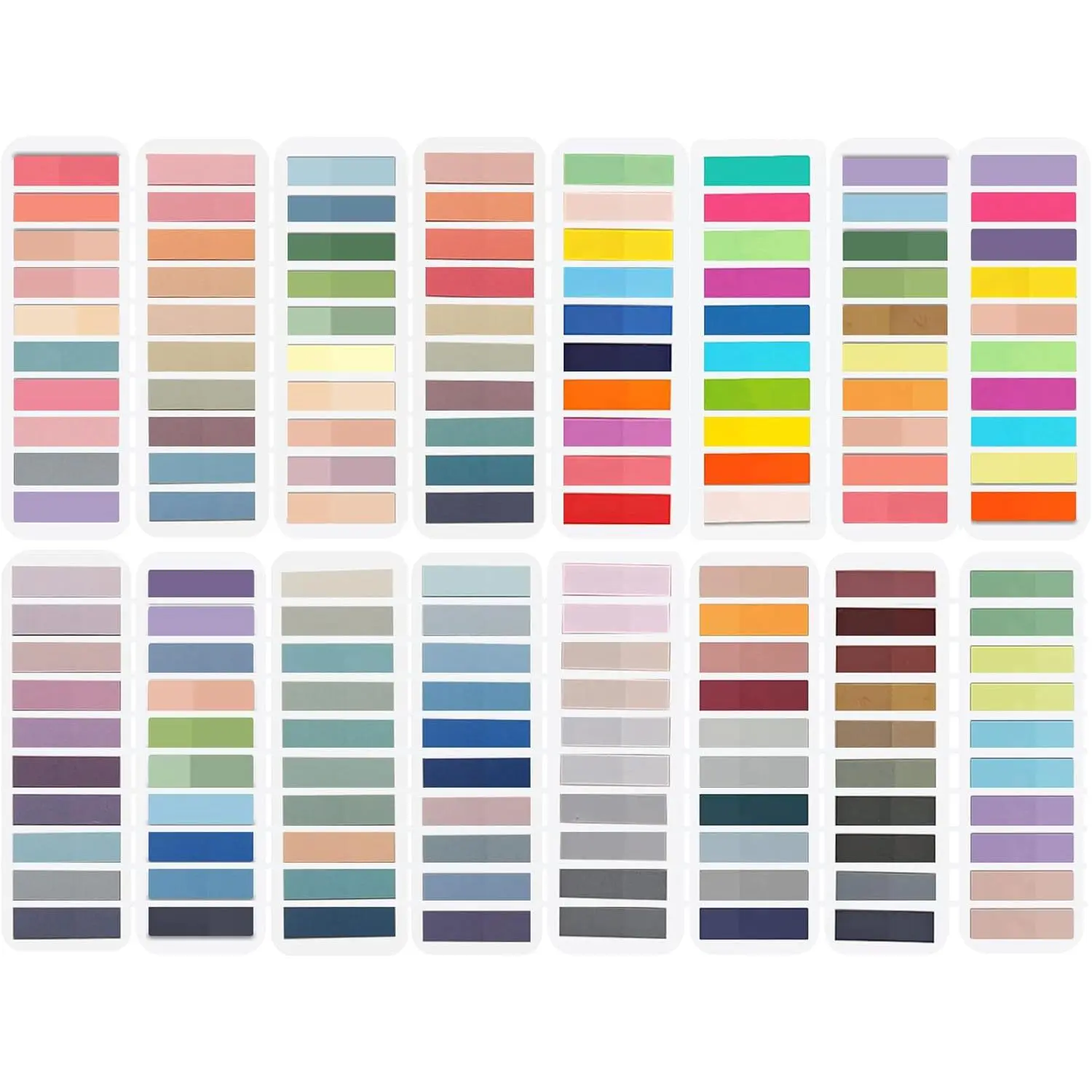 3200-Count Morandi Multi-Colored Adhesive Tabs Bookmarks, 16 Sets 1.73x0.43 Inch Writable Repositionable Tabs for Marking, Annotating Books, Notebooks & Office Stationery Supplies