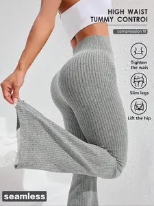 Seamless Ribbed High Waist Sporty for Women, Casual Fitness Tight Pants, Gym Workout Leggings, Ideal for Yoga Gym Outdoor Running All Seasons