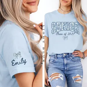 Personalized Floral (Leave a note) Senior 2027 Shirt, Personalized Class of 2027 Shirt, Coquette Senior 2027 Shirt, Graduation Gift, Senior Mom Shirt