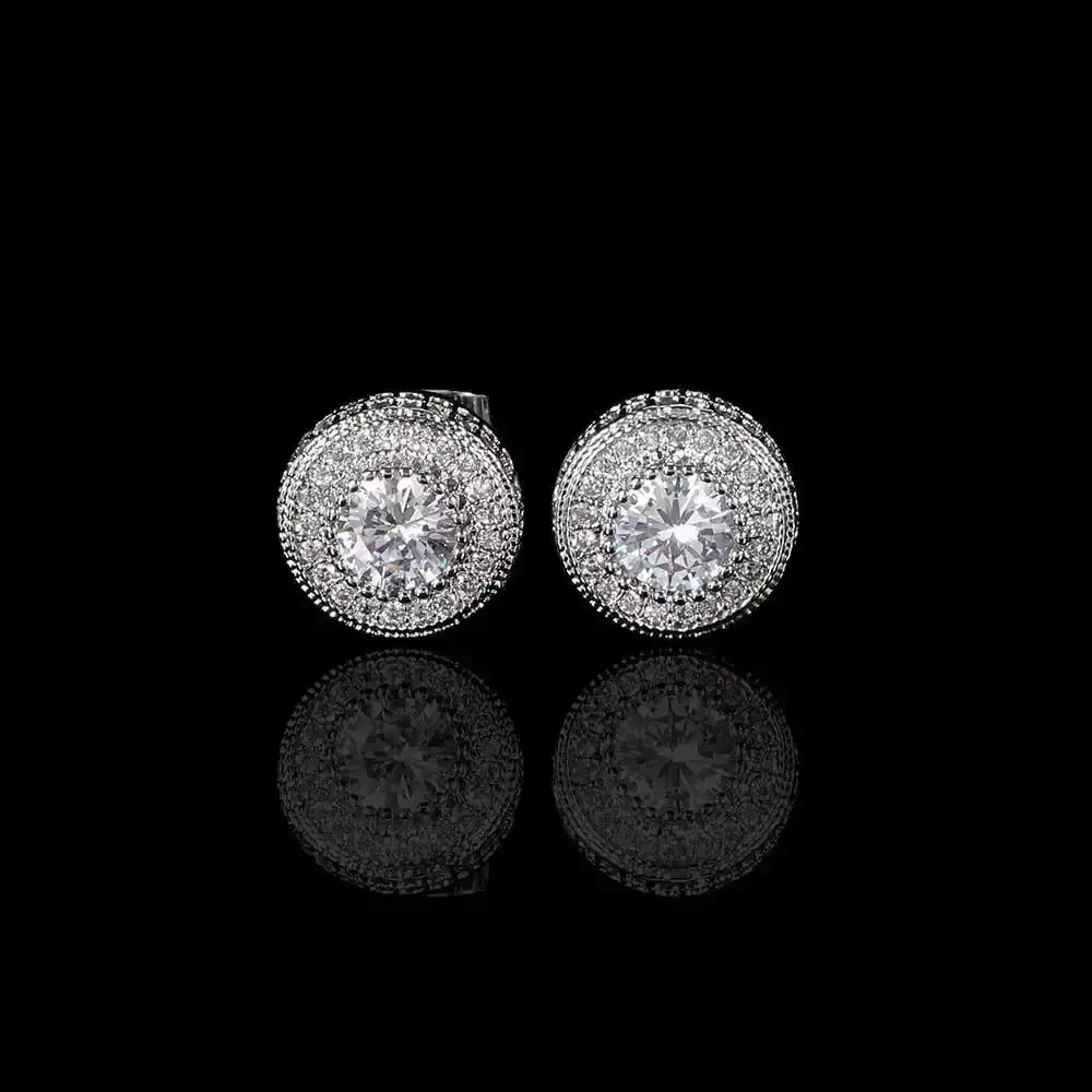 10mm Gold-Plated Stud Earrings for Women, Large Hiphop Style Cubic Zirconia Pave Set, Dazzling Hypoallergenic Jewelry Gift, Studs Earrings, Cubic Zirconia Earrings
