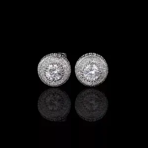 10mm Gold-Plated Stud Earrings for Women, Large Hiphop Style Cubic Zirconia Pave Set, Dazzling Hypoallergenic Jewelry Gift, Studs Earrings, Cubic Zirconia Earrings