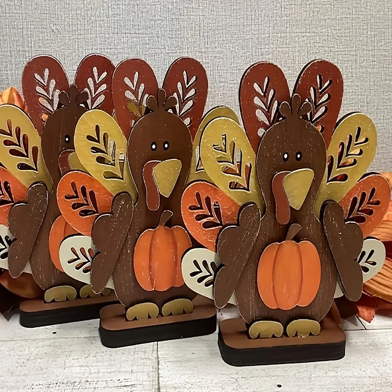 Hand-Painted Rustic Rust Farmhouse Turkey Figurine, Tiered Tray Decor, Thanksgiving & Fall Home Decoration Gift