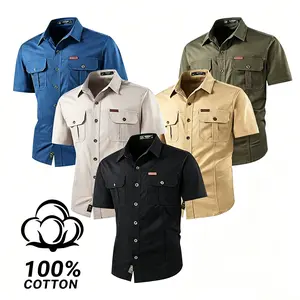 Single pack: summer outdoor casual short-sleeve work shirt with multiple pockets, lightweight design