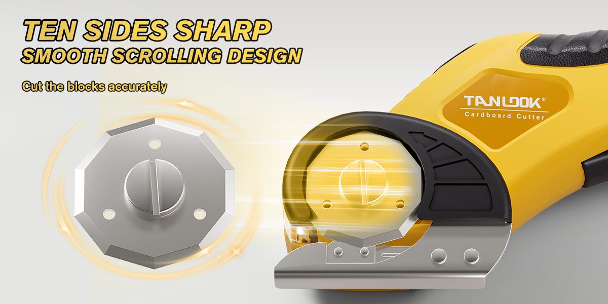 TANLOOK Cordless Electric Scissors, USB Rechargeable Fabric & Box Cutter with Safety Lock, Replaceable Blades, Easy Cutting for Cardboard, Leather & Plastic