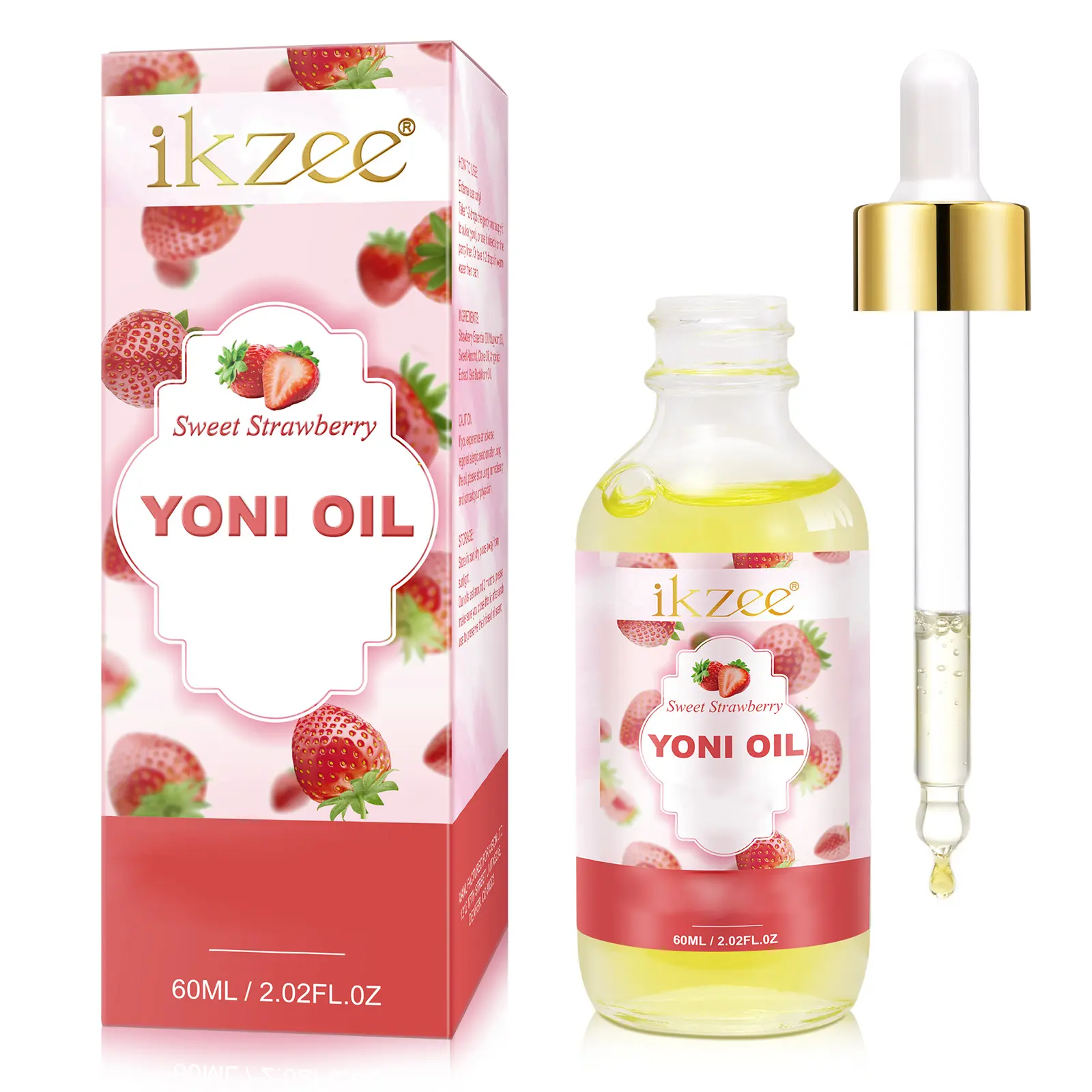 ikzee Moisturizing Yoni Oil for Women, Plant-Based Body Oil for Daily Hydration & Anti-Itch Relief with Strawberry & Grape Scent, 60ml, Body Oils
