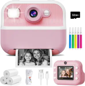 Instant Camera, Front Rear Dual Selfie  Camera with 1080P Videos, Holiday Birthday Gifts for   3-12,  Portable Travel Print Digital Camera  for 4 5 6 7 8 9 Year Boys Girls