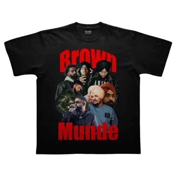 Brown Munde Graphic T-Shirt AP Dhillon Karan Aujla Punjabi Custom Unisex Streetwear Tee Cotton Top
