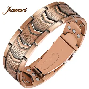 Jecanori Copper Bracelet for Men 3X Strength, Copper Jewelry with Powerful 3800 Gauss Magnets, Premium Fold-Over Clasp, Jewelry Gifts