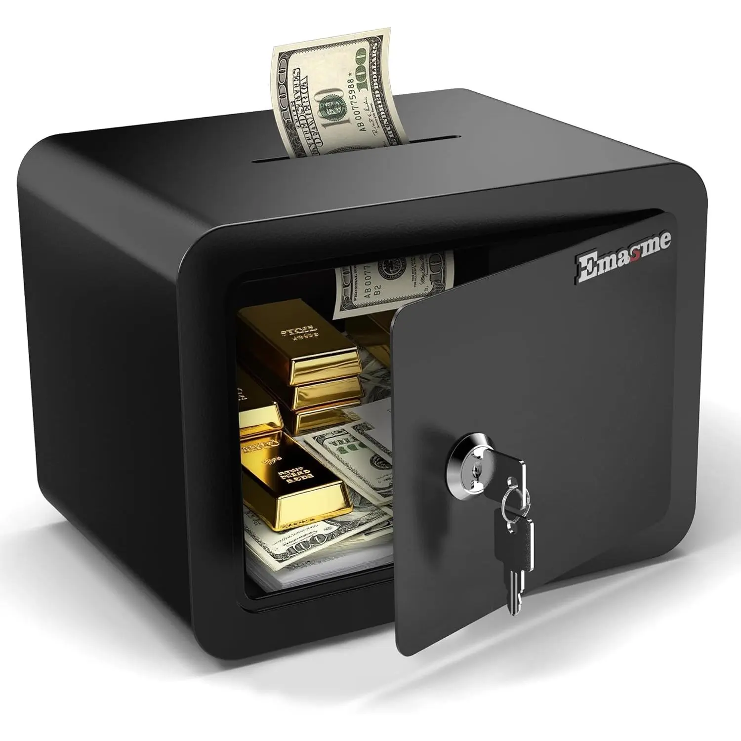 Small Safe, Locker Safes with Key and Coin Slot, Little Safes for Money, Cheap, Small Hidden Safe, Savings Box with Key – Mini Security for Home, Office, Travel, Pets,0.23 Cubic