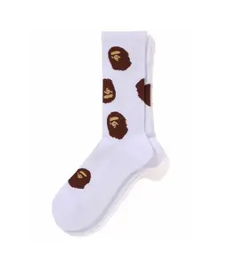Bape Ape Head Pattern Socks White - M, L