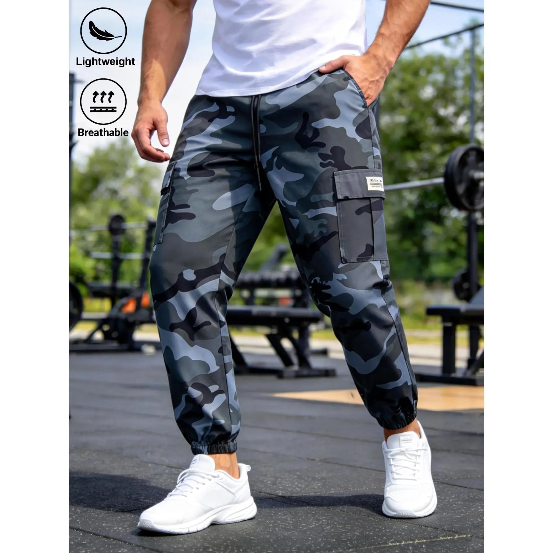 Men's Caramel Select Camouflage Outdoor Work Pants - Menswear, Elastic Waist, Multi-Pocket, Drawstring Foot, Casual Trousers for Hiking, Mountaineering, Daily Commuting