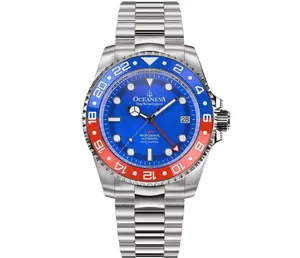 Oceaneva Deep Marine Explorer GMT Automatic 1250M Men's Watch - 316L Stainless Steel, NH34 Movement, 1250M Water Resistance, Swiss Super Luminova