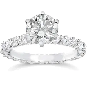 3 1/2ct Clarity Enhanced Diamond Eternity Engagement Ring 14K Round Cut White Gold