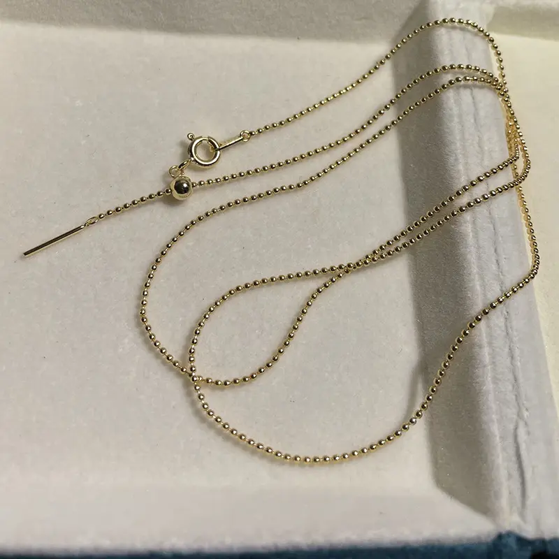 Bead Chain Necklace for Women, Minimalist Layering Adjustable Beaded Collarbone Jewelry, 55cm Long, Beaded Necklace