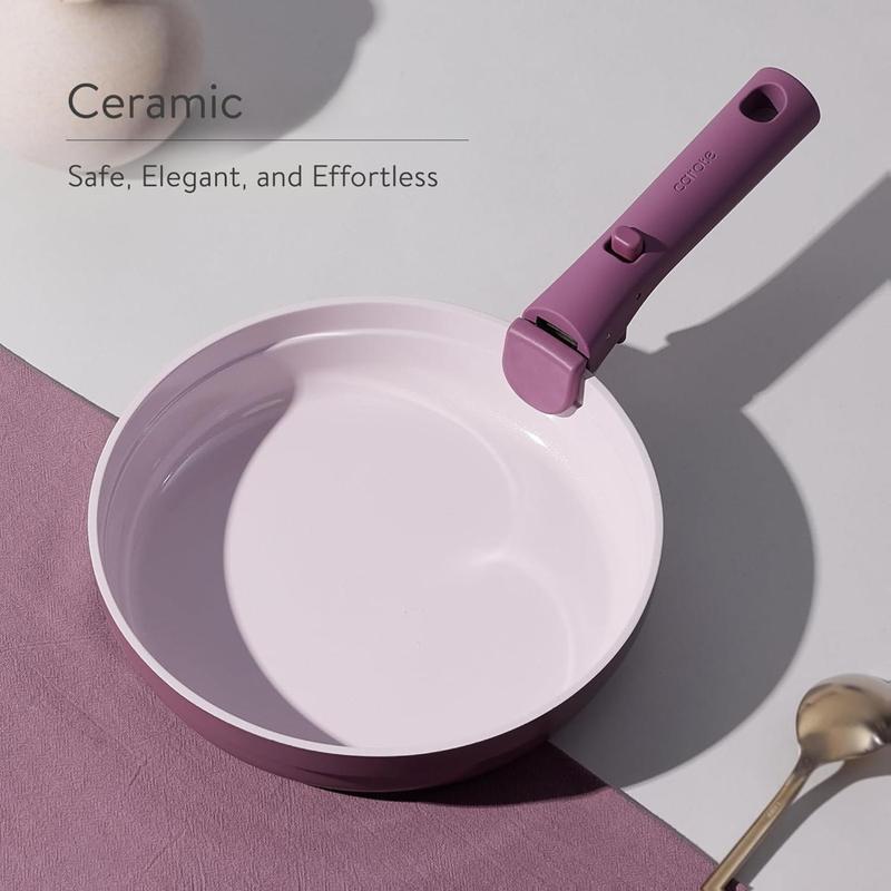 CAROTE 21PCS Ceramic Cookware Set,Pots and Pans set Non Stick,Induction Cookware Set with Removable Handle,RV Kitchen Cooking Set,Non-toxic Kitchen Cooking Set, PFAS and PFOA Free,Purple