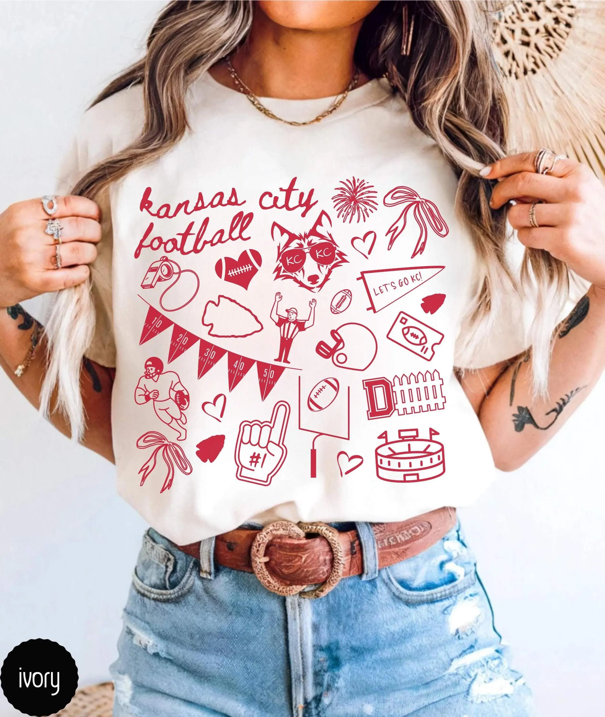 [Sale Up To 50%] Kansas City Football Comfort Colors Shirt,Trendy Kansas City KC Football Shirt,Kansas City Game Day Tee Shirt,Gift for Kansas City Fan Gift