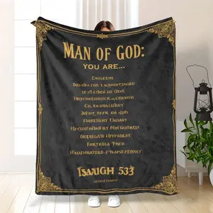 for Man of God Bible Verse Blanket - Christian Pastor Gift Throw with Religious Scripture, Soft Flannel Bedspread Suitable for Church, Home Prayer - Anti-Pilling Machine Washable Blanket (30x40 to 60x80) - Pastor, Missionary Encouragement Gifts