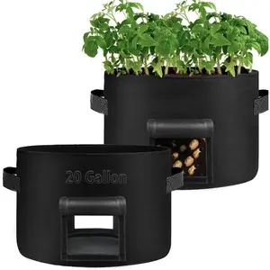 2 Pack 20 Gallon Grow Bags Heavy Dduty Nonwoven Potato Grow Bag with 2 Sturdy Handles2 Windows,Thickened Plant Grow Bag for Potato,Tomato,Flowers,Vegetable Plants