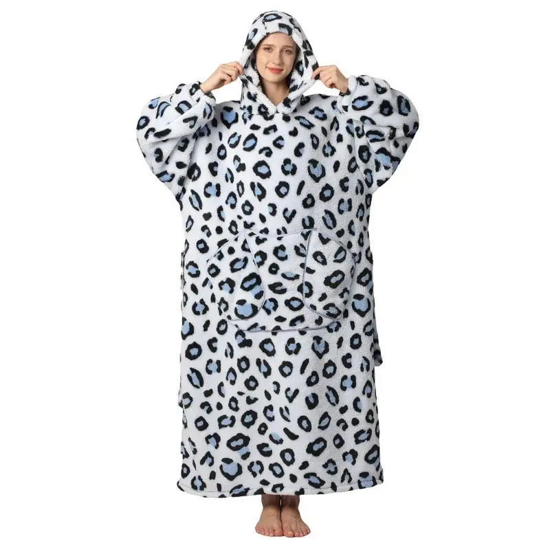 Plus Size Cute Print Hooded Blanket, 1 Count 320gsm Casual Soft Warm Oversized Hooded Wearable Blanket with Pocket, Soft Fluffy Blanket, Comfy Bedroom Gadgets, Soft Fleece Blanket, Machine Washable Blanket(gift)Gift Tren